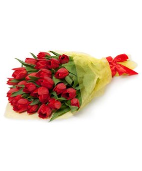 Букет из 25 красных тюльпанов в Белебее