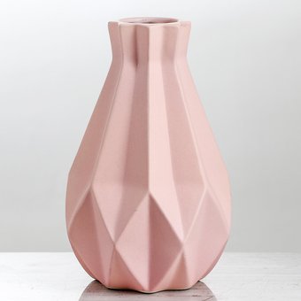 Ваза керамическая "Оригами", настольная, геометрия, розовая, 21 см