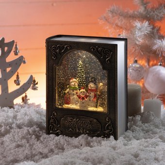 Светодиодная фигура «Книга со снеговиками» 16 × 21 × 8 см, пластик, батарейки ААх3 (не в комплекте), USB, свечение тёплое белое